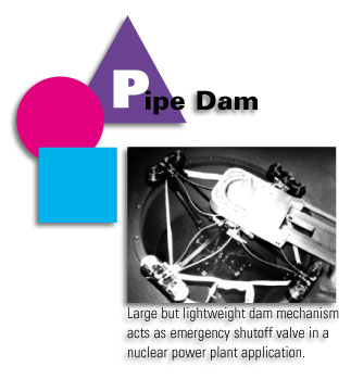 Pipe Dam - Large but lightweight dam mechanism acts as emergency shutoff valve in a nuclear power plant application.