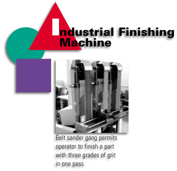 Industrial Finishing Machine - Belt sander gane permits operator to finish a part with three grades of grit in one pass.
