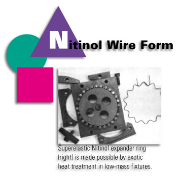 Nitinol Wire Form - Superelastic Nitinol expander ring (right) is made possible by exotic heat-treatment in low-mass fixtures.