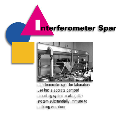 Interferometer Spar - Interferometer spar for laboratory use has elaborate damped mounting system making the system substantially immune to building vibrations.