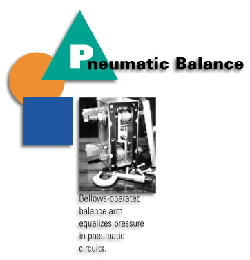 Pneumatic Balance - Bellows-operated balance arm equalizes pressure in pneumatic circuits.